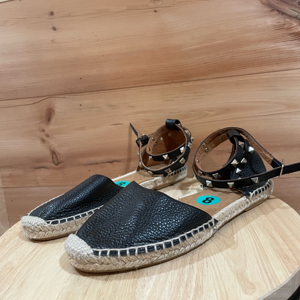 Anthropologie’s Maypol Black Leather Espadrilles in Size 8 - Picture 7 of 11